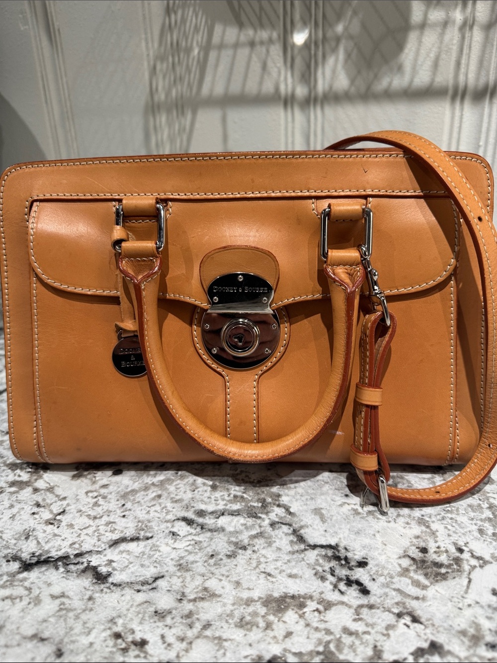 Dooney & Bourke made in Italy front pocket leather satchel
